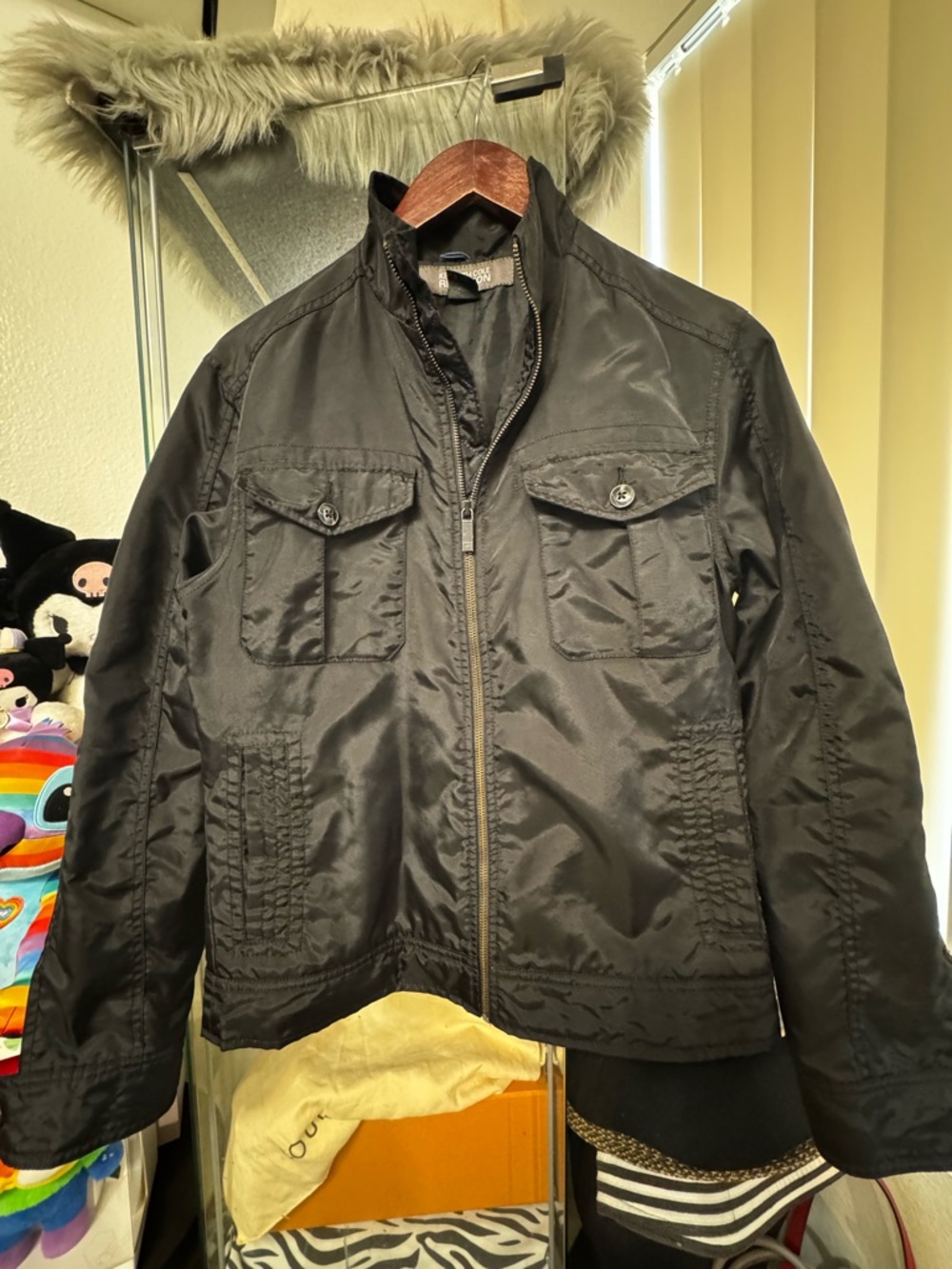 Kenneth Cole Black Utility Zip Jacket